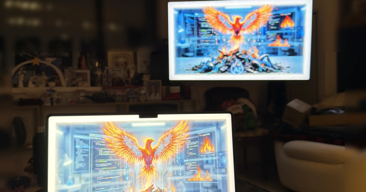 MacEdgeLight’s glowing screen borders on a MacBook Pro and an external display